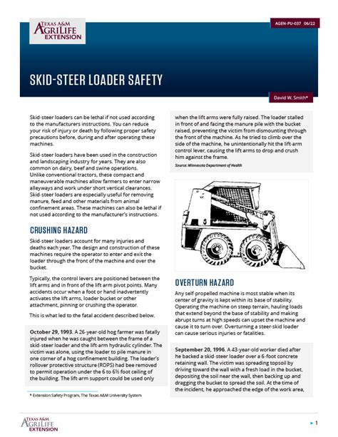 Skid steer loaders safety alert 